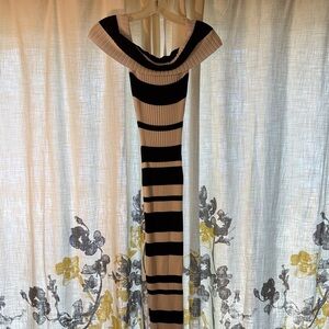 Hera Collection Strapless Dress in Black and White Stripes